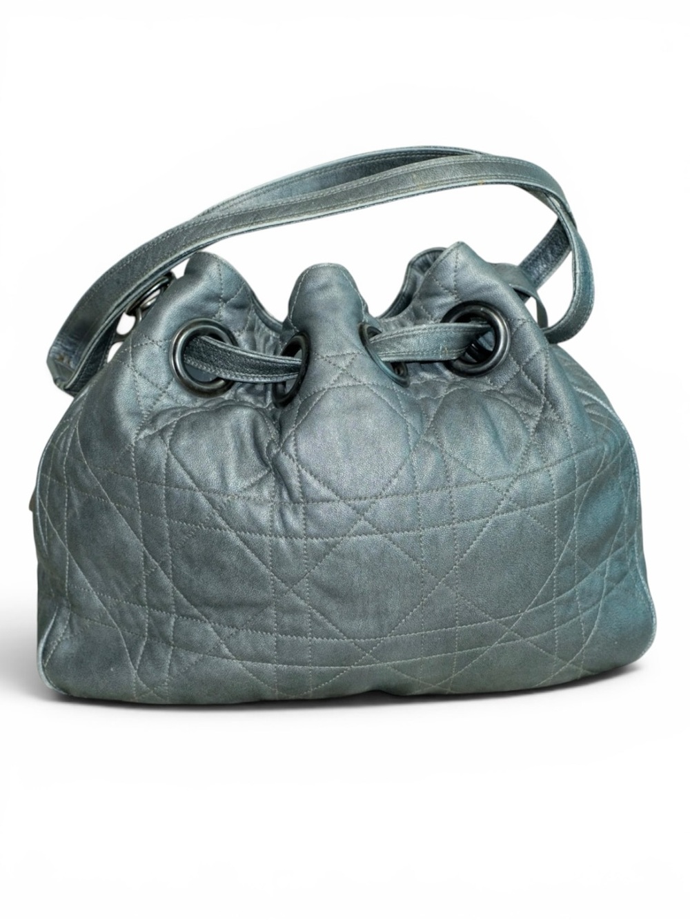 ✨💎VINTAGE💎✨ DIOR Cannage Antique Silver Bucket Bag w/ D Hardware - Picture 5 of 8